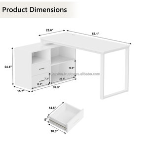 Modern Rectangle <strong>L-Shaped</strong> <strong>Office</strong> Desk with Stylish Metal Base Industrial Design <strong>Furniture</strong> - Product Image 5