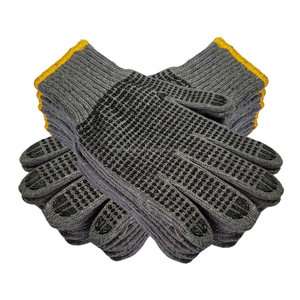 Gants de travail en tricot gris avec points antidérapants noirs, texture intégrale en coton, poignet en tricot, gants de sécurité polyvalents - Product Image 1