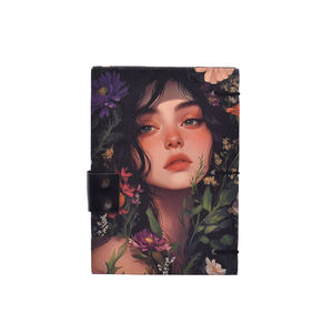 <b>A5</b> Artistic Portrait Notebook 200 Pages Strong Cardboard Cover Journal with Closure | Floral Face Diary Gift Bulk OEM Hub Sets - Product Image 3