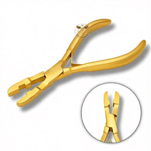 Pince à micro-anneaux légère en acier inoxydable doré, réutilisable, avec poignée antidérapante, pour extensions capillaires et sertissage de perles - Product Image 6