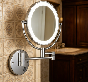 Wall-Mounted <b>Round</b> LED Makeup <b>Mirror</b> <b>With</b> Touch Switch Metal Frame Adjustable Modern Design For Bathroom - Product Image 6