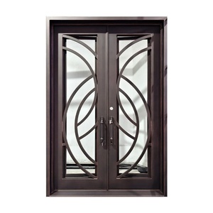 Royal Luxury Royal-style Wrought Iron Glass Exterior Main Gate Modern Design Water-Rust-Resistant Coating Easy Assembly <b>Swing</b> - Product Image 1