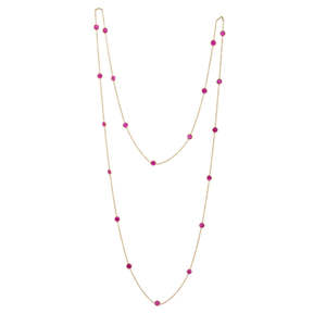 18K Yellow Gold Ruby <b>Rope</b> <b>Chain</b> Necklace-Geometric Gift Jewelry - Product Image 6