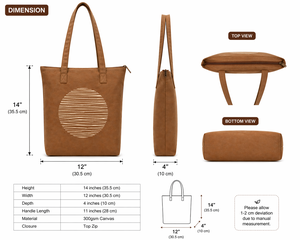 300GSM Solid Brown <b>Canvas</b> <b>Tote</b> Bag Large Capacity Eco Friendly Reusable Shopping Bag Custom Logo Zip Closure Heavy Duty - Product Image 2