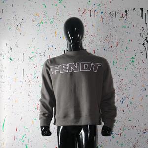 Sweat-shirt à col montant FENDT GREY 100% gris avec broderie appliquée, col large, URBAN PRODUCTIONS - Product Image 3