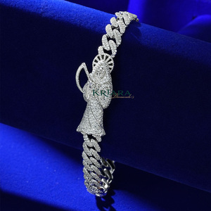 Bracelet chaîne pour homme en argent 925 plaqué rhodium avec moissanite, design épée, micro-pavé, style hip-hop - Product Image 4
