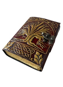 Diario de cuero de la vida del árbol Vintage, Funda de cuero hecha a mano auténtica marrón y amarillo, páginas interiores, papelería de viaje, cuaderno, regalo personalizado - Product Image 2