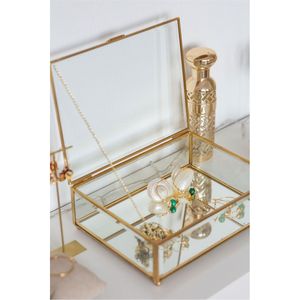 Custom Modern Geometric Clear Glass Display <b>Box</b> With Gold Metal Trim Transparent <b>Keepsake</b> Terrarium <b>Box</b> For Home Decor <b>Wedding</b> - Product Image 3
