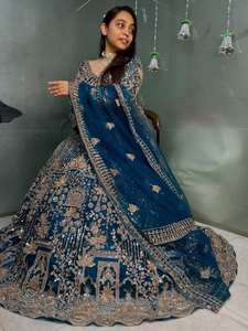 طقم ليهينغا تشولي نسائي مطرز بكثافة، تصميم فاخر للزفاف والحفلات، زي تقليدي صيفي وشتوي بطول كامل - Product Image 4