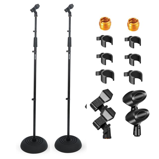 2pcs MS RBP5 Heavy Duty 37.5-70 Inch Height Adjustable Microphone Stand Pedestal Base for Singing Stage & Studio