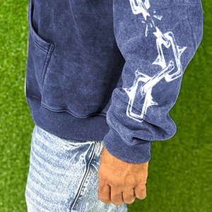 Custom Pakistan Manufacture Spring Fleece Quarter-<b>Zip</b> Breathable Loose Fit Hoodies Men Casual Wear 100% Cotton Embroidered - Product Image 2
