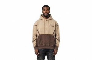 Sweat-shirt à capuche décontracté pour hommes, couleur beige et marron, style streetwear, effet vieilli, vente en gros - Product Image 4