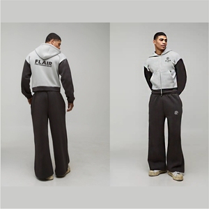 Mens Oversized <b>Brown</b> and Grey Hooded Tracksuit - Product Image 6