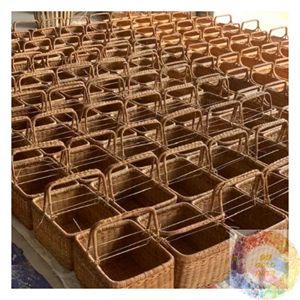 Rustic Handmade Rattan Woven Tray Natural Fiber Serving Basket Home Decor Organizer Tabletop <b>Storage</b> Wholesale Supply Vietnam - Product Image 4