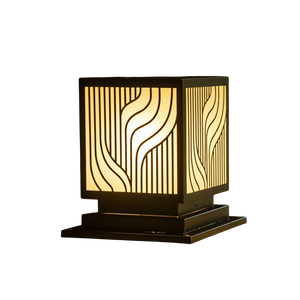 Lanterne de poteau LED extérieure en forme de vague, 8 pouces, en acier noir, pour villa, 3500K (blanc chaud), AC 220V (± 10%), LED CM Décor - Product Image 1