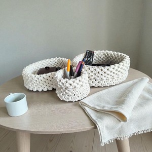 Minimal Macrame Storage <b>Basket</b> Set Ideal For Home Organizer Bathroom Kitchen And Living Room Decorative Storage Solution - Product Image 1