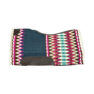 Cojín de sillín occidental de fieltro de lana merino 100% al por mayor ecuestre con diseño tejido colorido - Product Image 1