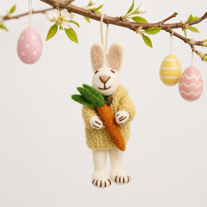Handmade <b>Wool</b> Bunny Animal Hanging Ornament Carrot Pendant Eco-Friendly Easter Home Decor Supplier - Product Image 1