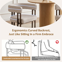 Ensemble de 2 chaises de salle à manger modernes rembourrées avec dossier ouvert incurvé et pieds en métal beige pour cuisine, salle à manger et restaurant