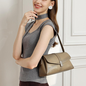 Bolso de Hombro de Lujo Personalizable con Cierre de Cremallera y Abierto, de Cuero Genuino de Alta Calidad, Minimalista, para Mujer, Bolso de Mano Moderno - Product Image 4