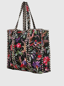 Bolso Tote de Algodón Bordado Estilo Bohemio con Estampado Floral, Bolso de Compras para Mujer, Todas las Temporadas, Cierre Abierto - Product Image 3