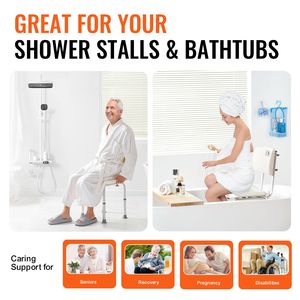 Sgabello da Doccia Leggero e Regolabile in Altezza, Sedia Antiscivolo per Doccia e Vasca con Schienale, Speciale per il Massimo Comfort - Product Image 5