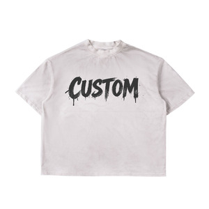 เสื้อยืดคอกลมแขนสั้นสีขาวโอเวอร์ไซส์สำหรับผู้ชาย สไตล์สตรีท พิมพ์ลายตัวอักษร - Product Image 1