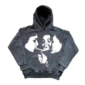 Brand Name Oversized Hooded Sweatshirt Unisex Casual Autumn Wear Printed <b>Back</b> Design Regular Fit French Terry 100% Cotton - Product Image 4