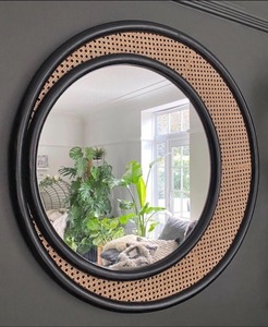 Luxurious Style Rattan <b>Round</b> <b>Mirror</b> For Wall Decor <b>Bathroom</b> Bedroom Spa Natural Handwoven Boho Elegant Home Accent - Product Image 2