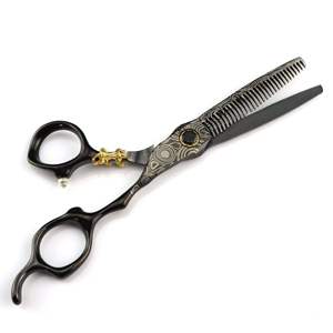 New Barber Scissors Fashion 6 to 7.5 Inch Bearing <b>Screw</b> Black Beauty <b>Flat</b> Tooth Hair Cutting Scissors with Stainless Steel - Product Image 2