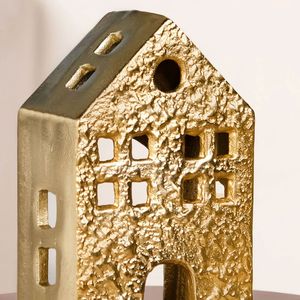 Curio Craft Luxury Metal House Shape Candle Holder Traditional Handicraft Eco-Friendly <b>Christmas</b> Decoration - Product Image 3