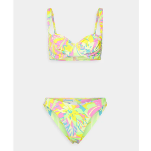 Conjunto de bikini con estampado floral para mujer, top push-up, braguita hipster, traje de baño elástico de 2 piezas, ropa de playa con diseño fruncido - Product Image 1