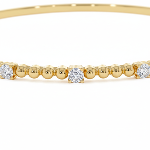 Brazalete de Oro de 9K con Diamantes Cultivados en Laboratorio, Diseño Clásico con Cuentas, para Mujer, Regalo de Joyería Fina para Novias y Fiestas - Product Image 2