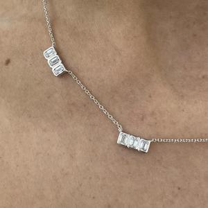สร้อยคอเพชรทรงเหลี่ยมมรกต ทองคำขาว 14K สร้อยคอจี้เพชรเรียบหรู ของขวัญวันครบรอบแต่งงานสไตล์มินิมอล - Product Image 3