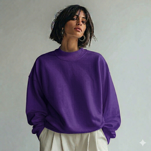 OEM Service High Quality Women's Oversized Winter Mockneck Front Sweatshirt Polyester/Cotton Material Breathable Embroidered - Product Image 6