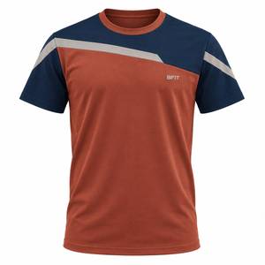 T-shirt à manches courtes pour homme, col rond, design sportif à blocs de couleur, coupe classique, séchage rapide - Product Image 1