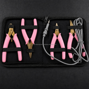 Wholesale Pink Permanent Jewelry Making Kit Flush <b>Cutter</b> Long Nose Short Nose Grounded Pliers Factory Direct - Product Image 6