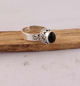 Natural Black Onyx <b>Ring</b> 925 Sterling Silver Vintage <b>Boho</b> Style Genuine Black Gemstone <b>Ring</b> for Women Handcrafted Ethnic Jewelry - Product Image 2