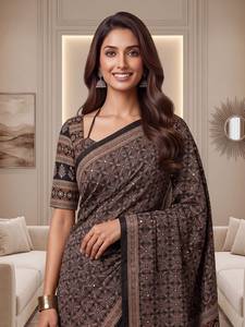 Sari Tradicional Indio de Seda con Estampado Digital y Parches Multicolores para Bodas y Eventos Festivos para Mujer - Product Image 6