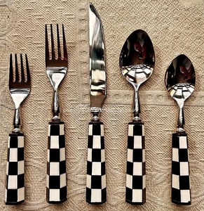 Classic Style <b>Flatware</b> Set 18/8 Stainless Steel With Tortoise Resin Handle Home decor Dinnerware Tableware Cutlery Set - Product Image 1