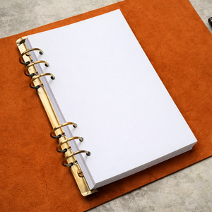 Cuaderno de Anillas Rojo de Cuero Genuino Hecho a Mano - Libreta Vintage Recargable con Papel Hecho a Mano Sin Líneas/Con Líneas para Viajes - Product Image 5