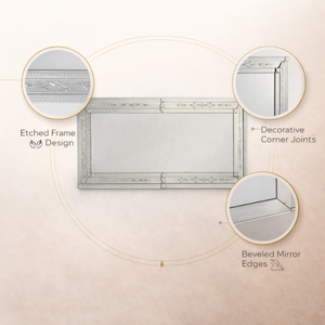 Espejo Decorativo de Pared Estilo Veneciano |   Espejo Decorativo de Estilo Barroco Vintage |   Espejo de Vidrio Antiguo para Decoración de Sala de Estar y Dormitorio - Product Image 2