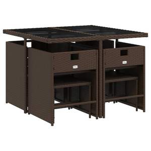 Ensemble de salle à manger de jardin en polyrotin marron pliable pour 8 personnes, 8 places - Product Image 3