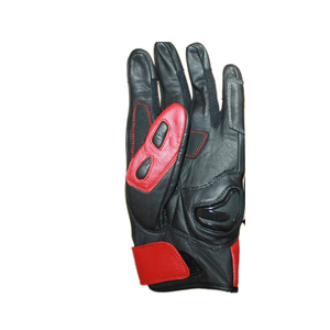 Gants de moto en cuir noir, rouge et blanc, gants de conduite à doigts entiers, ensemble de gants de protection pour le tourisme - Product Image 5