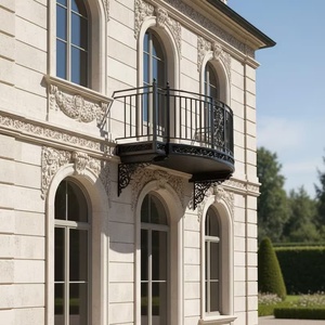 Victorian-style wrought iron balcony railing; rust-resistant,<b>wall</b>-<b>mounted</b> design; easy to assemble; suitable for outdoor spaces - Product Image 2