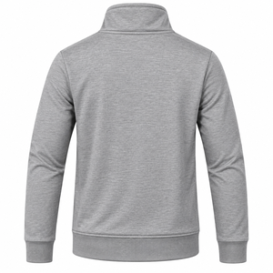<b>Women's</b> Gray <b>Zip</b>-<b>Up</b> Sweatshirt Stand Collar Full Sleeve Knitted Solid Color Breathable Autumn Casual <b>Jacket</b> - Product Image 3