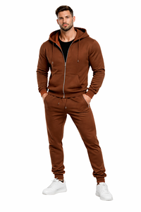 Men's Sports Tracksuit <b>Brown</b> Hoodie <b>Jogger</b> Pants Set Gym Workout Fitness Training Suit Custom Logo OEM Wholesale - Product Image 4