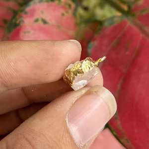 Natural <b>Raw</b> <b>Crystal</b> Quartz Pendant Gold Electroplated Edge Charm 8 to 10mm Rough Gemstone Pendant Minimalist Jewelry Gift - Product Image 5