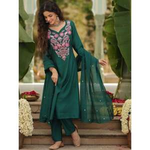 Conjunto de Kurta para Mujer con Bordado y Lentejuelas, Tela de Alta Calidad para Fiesta - Product Image 1