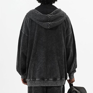 Mens <b>Zip</b> <b>Up</b> Acid Wash Hoodie Vintage Oversized Casual Fall <b>Jacket</b> Cotton Hooded Sweatshirts with Pockets Streetwear - Product Image 5